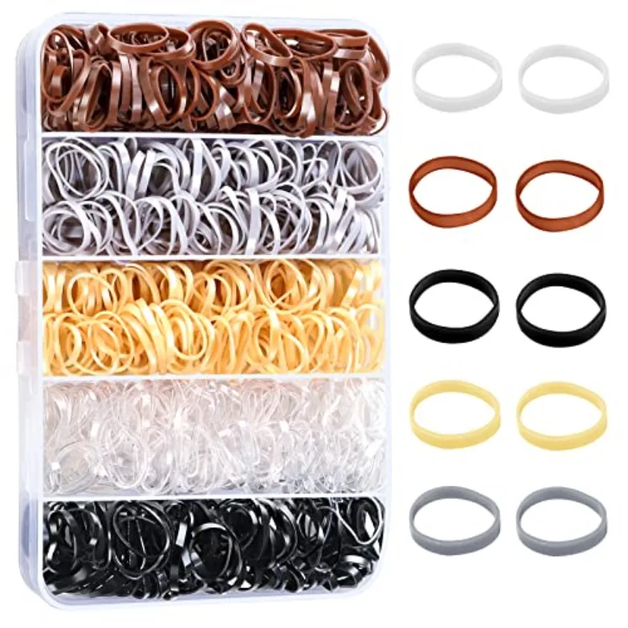 Elastic Hair Bands, 5 Colors 600 pcs Hair Ties, Mini Hair Rubber Bands, Elastic Hair Ties for Girl, Ponytail Holders, Hair Acce