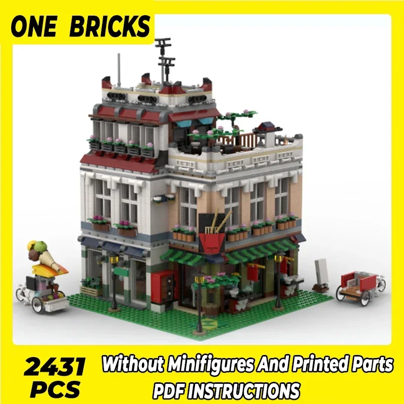 Moc Building Blocks Street View Model Chinatown Office Technical Bricks DIY Assembly Construction Toys For Childr Holiday Gifts