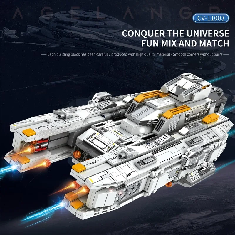 966PCS Space Fighter Building Block Star Battleship Artillery Ship MOC Model Bricks Children DIY Assembled Toys Christmas Gift