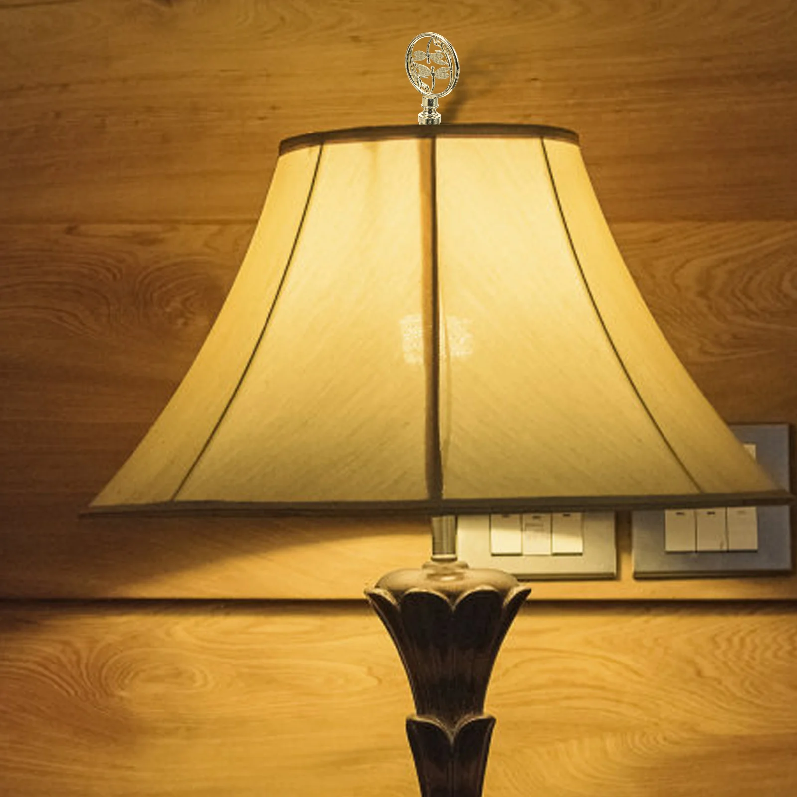 

Retro Chic Light Knob Shade Holder Harp Lamp Finial Tapped Cap Solid Lamp Decoration Adjustable Brightness Small Portable Design