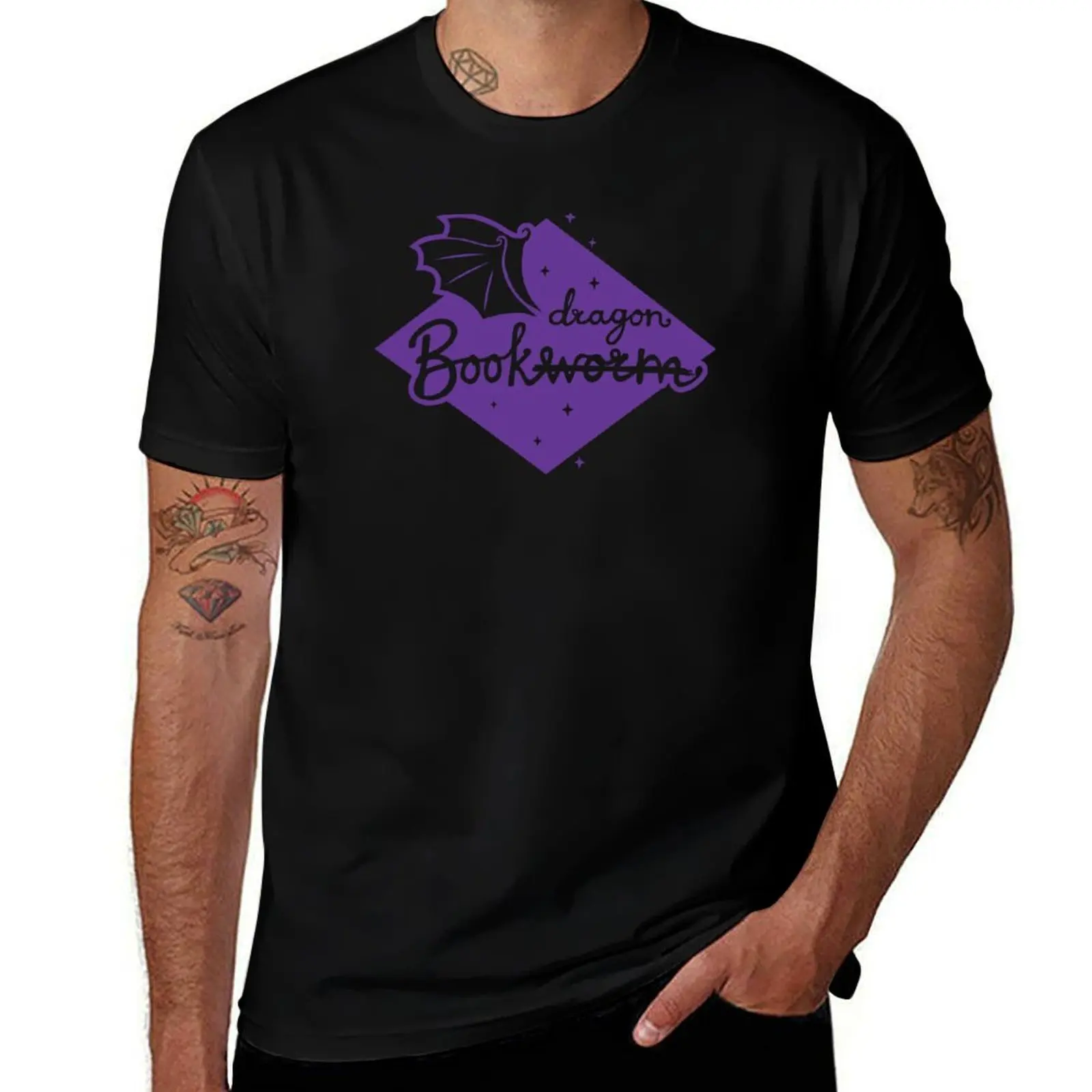 

Bookdragon - Book Lover Design T-Shirt boys animal print Luxury man vintage clothes plain mens plain t shirts