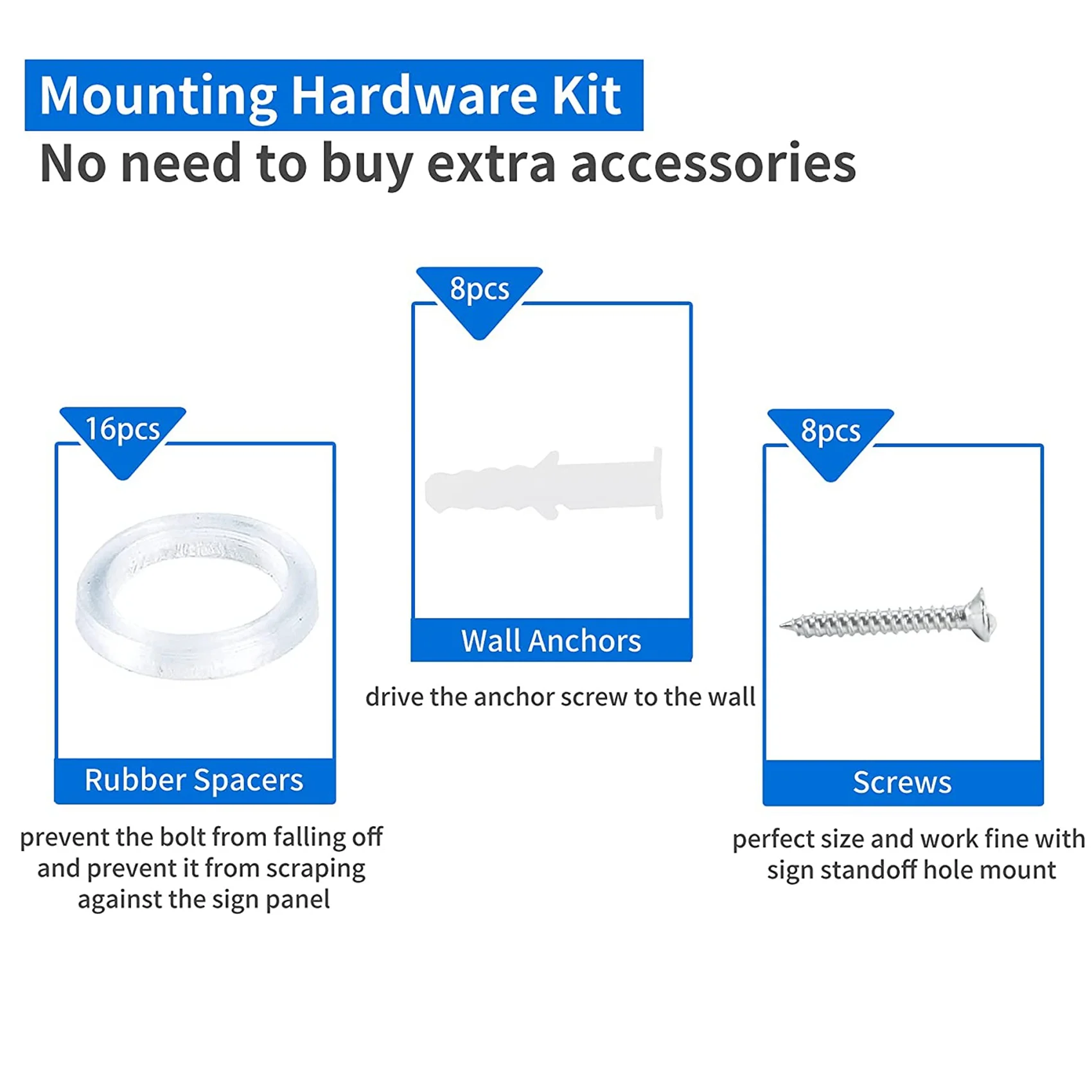ABUH-24 Pack Standoff Screws 3/4 X 1 Inch Black Sign Standoffs Hanging Acrylic Picture Frame Advertising Screws Kit