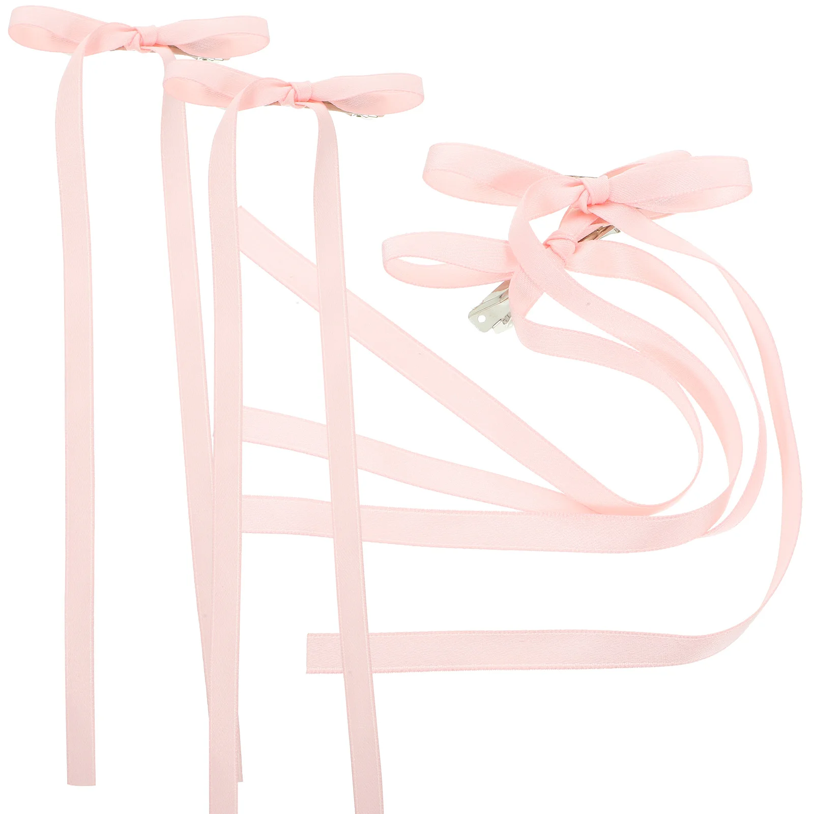 

4pcs Clips Ribbon Tassel Pink Hair Bow Cream Double Layer Lace Hairpins Accessories for Girls Bow Hair Clips Women
