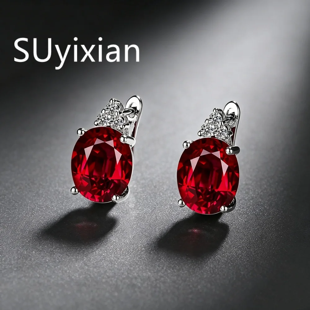 925 Sterling Silver Light Luxury Fashion Multi-color Egg-shaped Zircon Earrings, Birthday Party Anniversary Gift