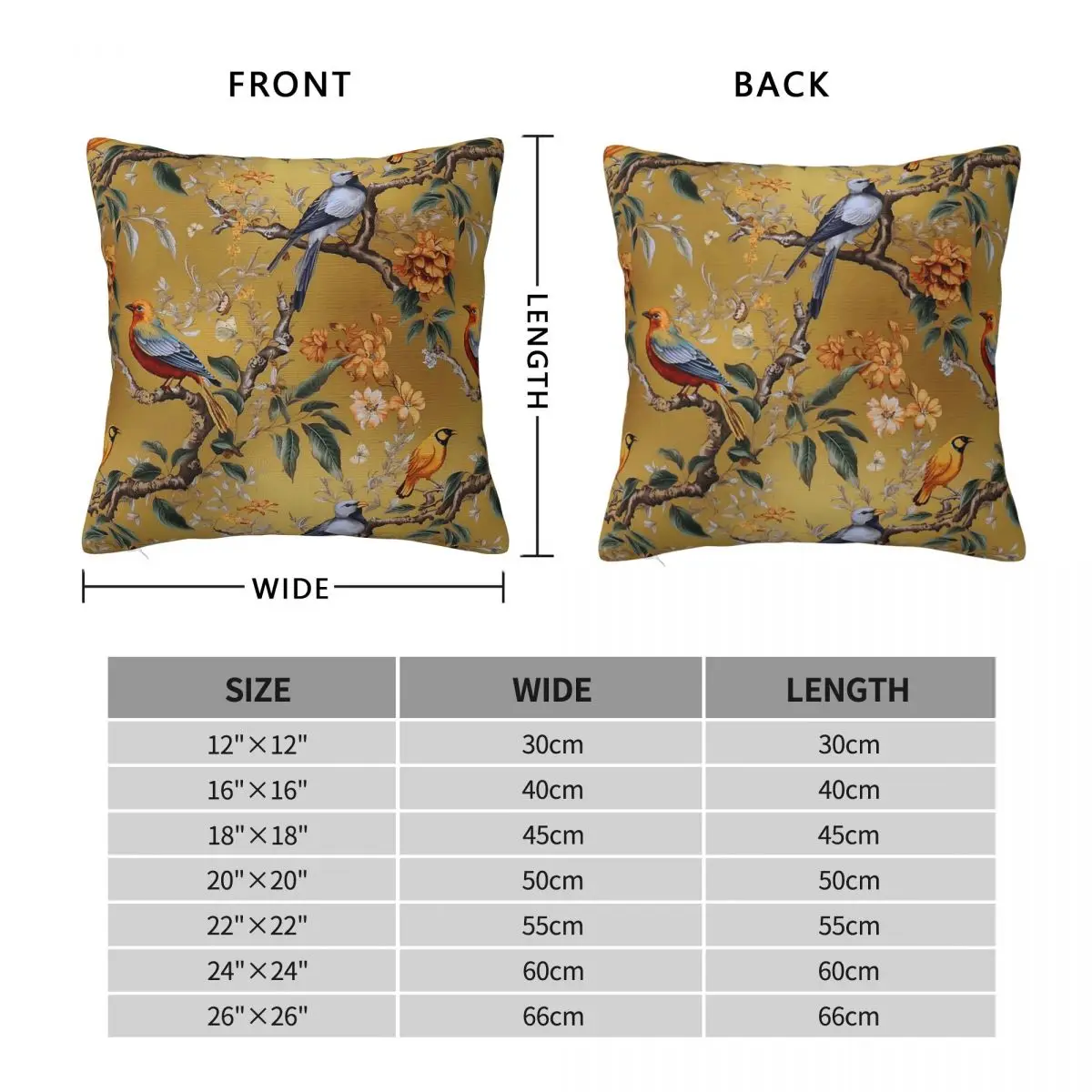 Branches With Flowers Birds Pillowcase Polyester Linen Velvet Pattern Zip Decorative Throw Pillow Case Car Cushion Cover 45x45