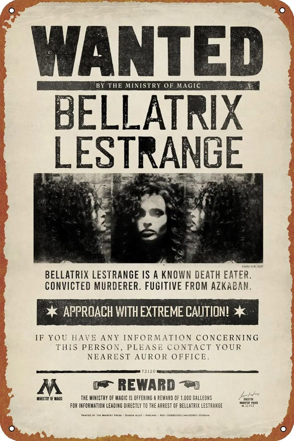 Wanted Bellatrix Lestrange Movie Poster Wall Decor Sign - 12x8 Inch Metal Sign Wall Decor Sign,cave,bar,club,home Wall Art Metal