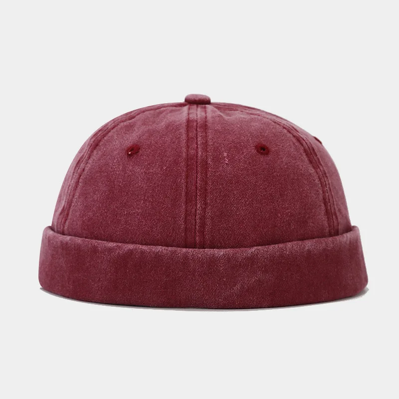 Einfarbig Gewaschen Docker Beanie Brimless Cap Mode Hip Hop Männer Schädeldecke Einfarbig Manschette Docker Fischer Mützen Straße Hüte – Detail 15