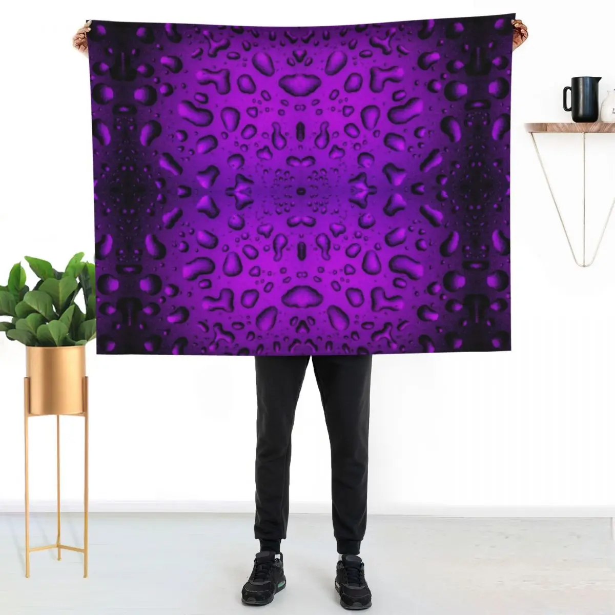 Cool Grainy Purple water drops cool summer fresh Throw Blanket warm winter Bed Decorative Sofas Polar Plaid Blankets