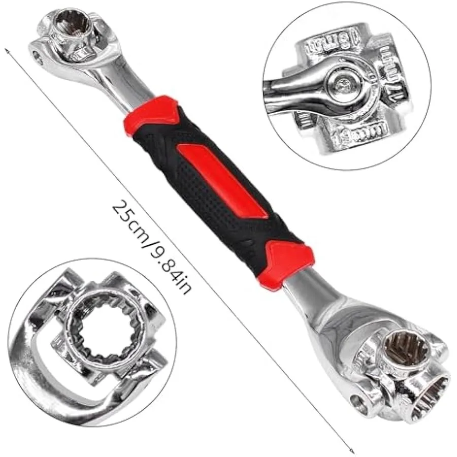 52 in 1 Socket Wrench Stainless Steel Professional Multi-Functional Rotating Tools 360 Degree Revolving Spanner