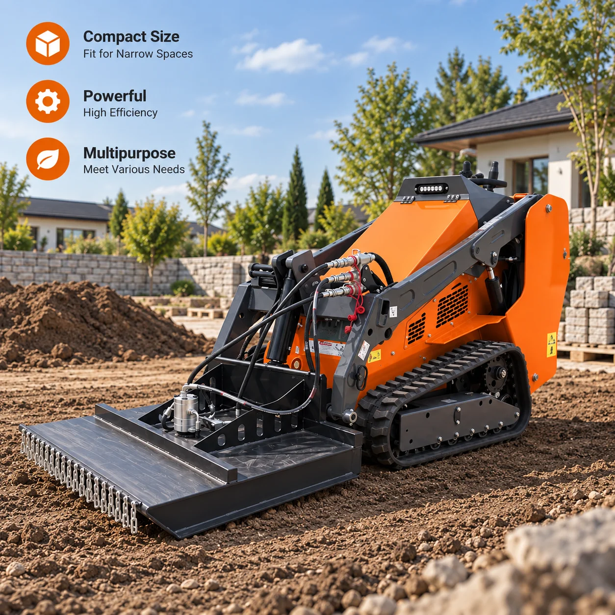Compact Skid Steer Loader Multi Purpose Equipment with Attachments for Loading Leveling Handling and Site Work