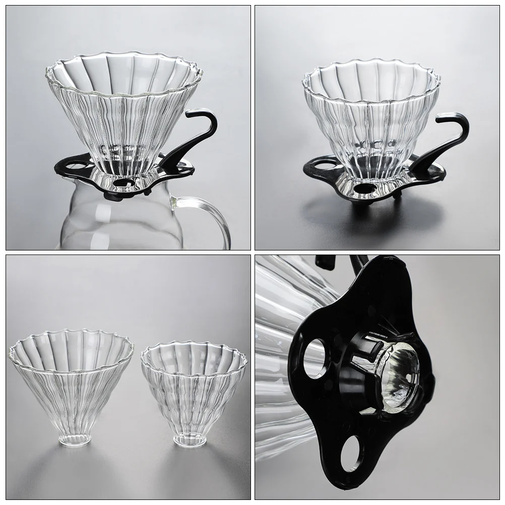 

ARTIBETTER 2Pcs Glass Coffee Dripper Reusable Filter Funnel for Brewing Kitchen Coffee Strainer Stripe Design