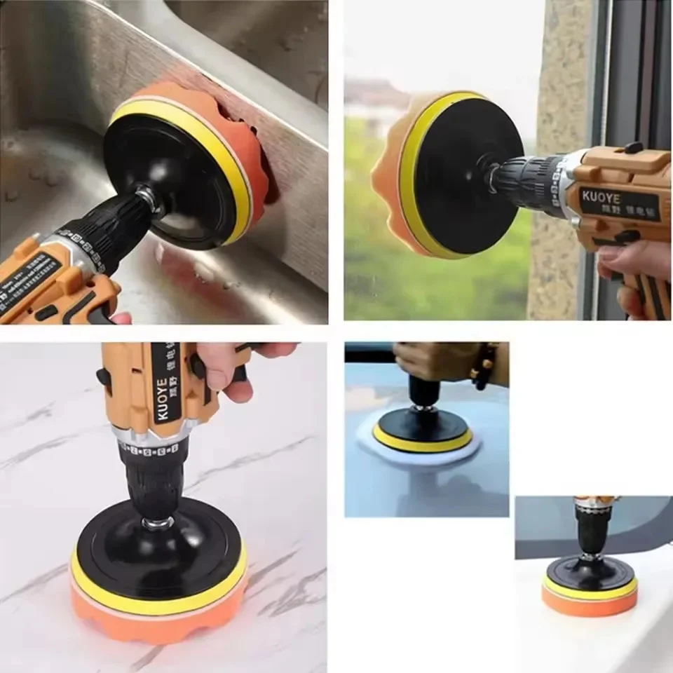 Sponge Polishing Pad 3/4/5/6/7 Inch Backing Plate Compound Buffing Pad Kit for Car Buffer Polisher Compounding Waxing Sanding