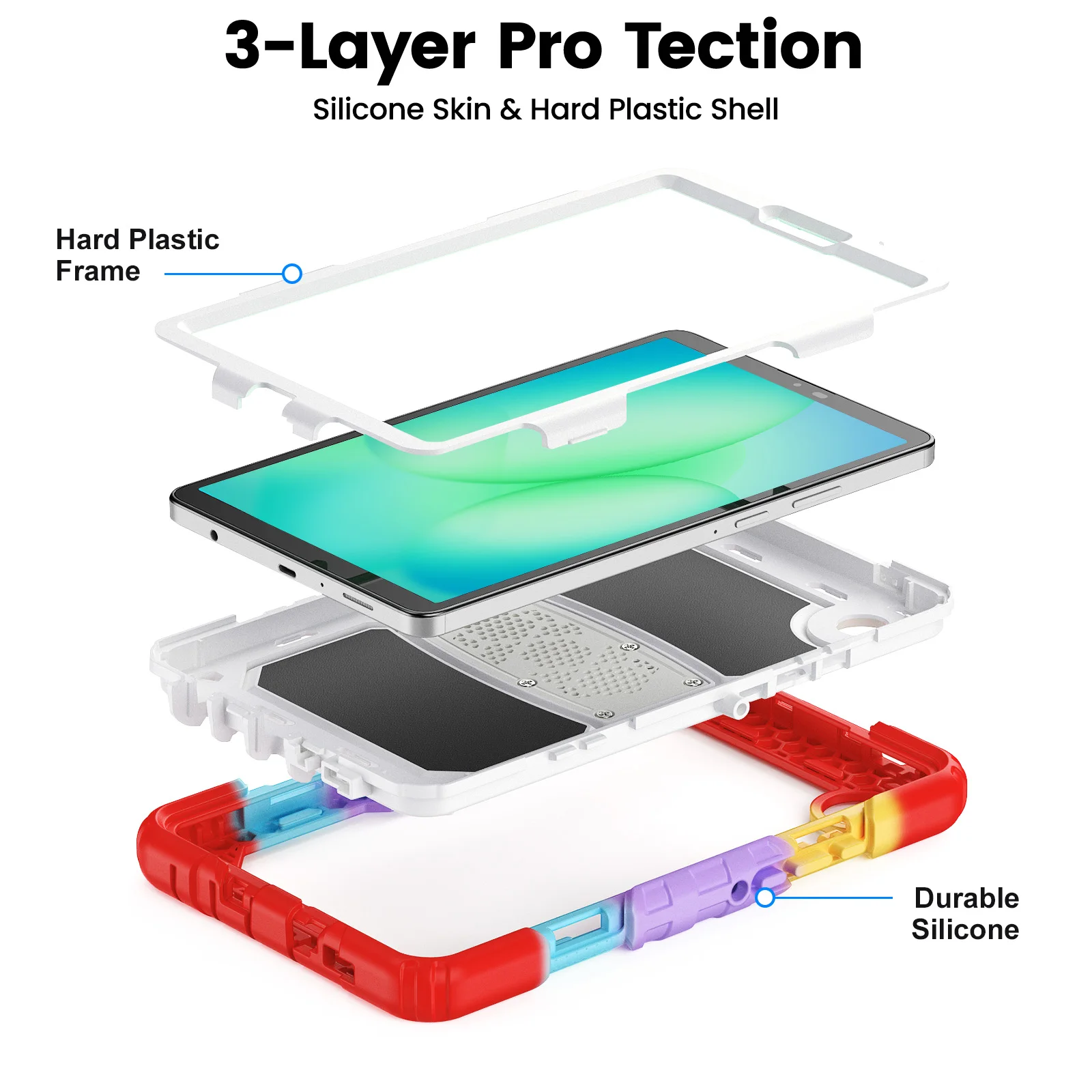 Stand Case Universal For Samsung Galaxy Tab A11 2025 A9 2023 8.7 inch SM-X133 X135 X110 X115 X117 3-Layers Protect Hybrid Cover 