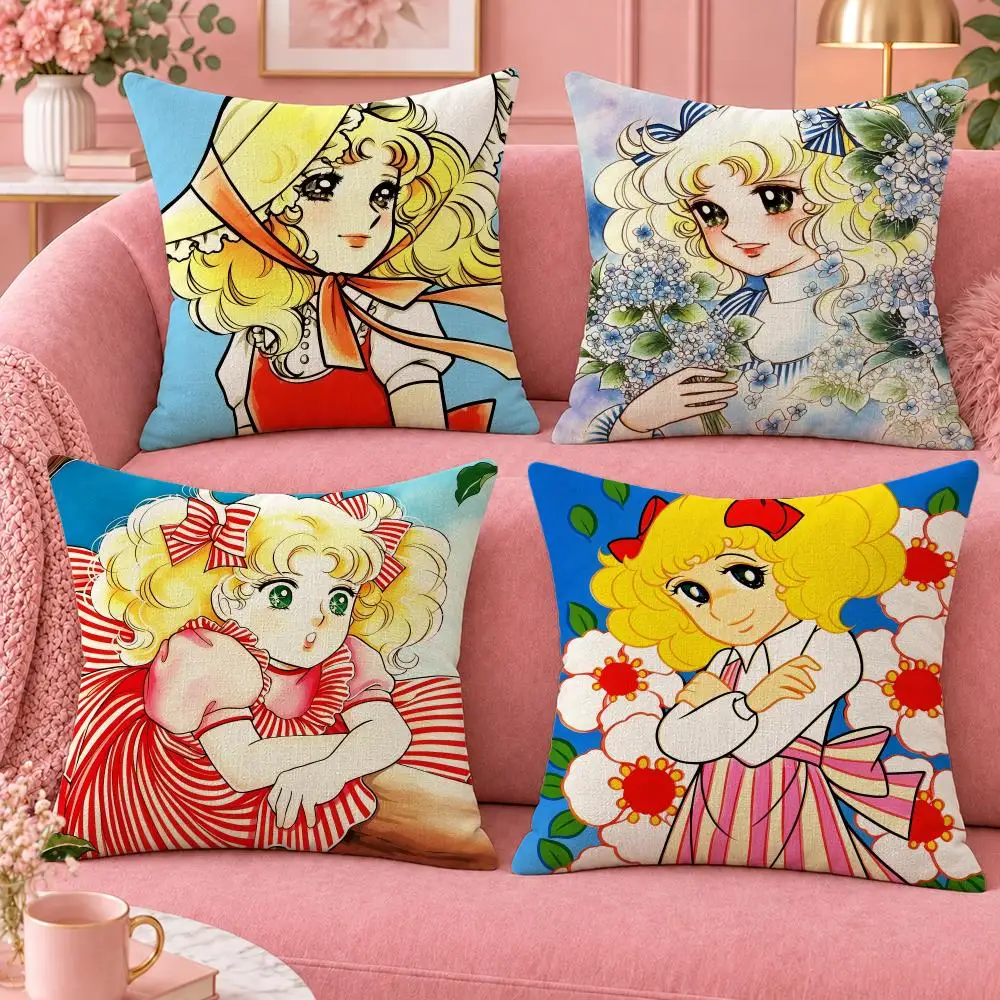 Anime Classic Romance Candy Candy Cushion Cover Cute Cartoon Throw Pillow Cover Soft Plush Cushion Cover Sofa Bedroom Home Decor