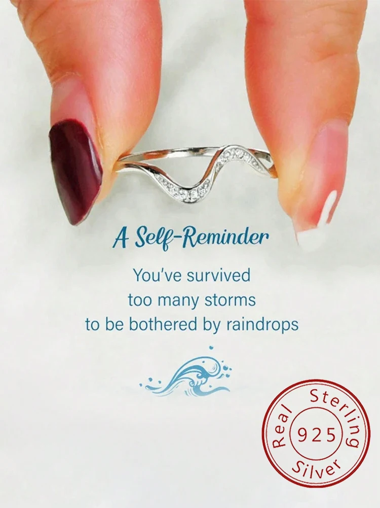 925 Sterling Silver Personalized Simplicity Sparkling Wave Single Layer Ring for Women Anniversary High Quality Fine Jewelry