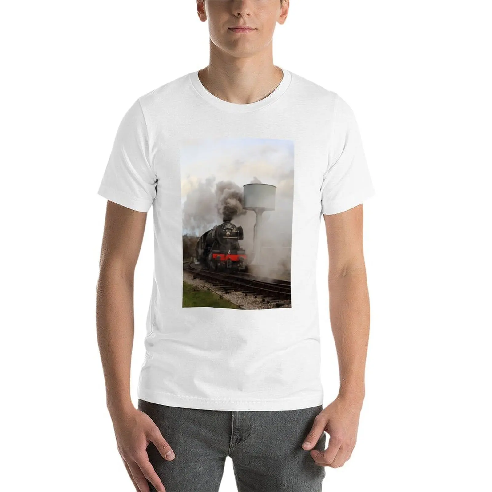 الطائر الاسكتلندي يتوقف تحت البخار. تي شيرت تي شيرت مطبوع حسب الطلب تي شيرت أساسي تي شيرت للرجال تي شيرت