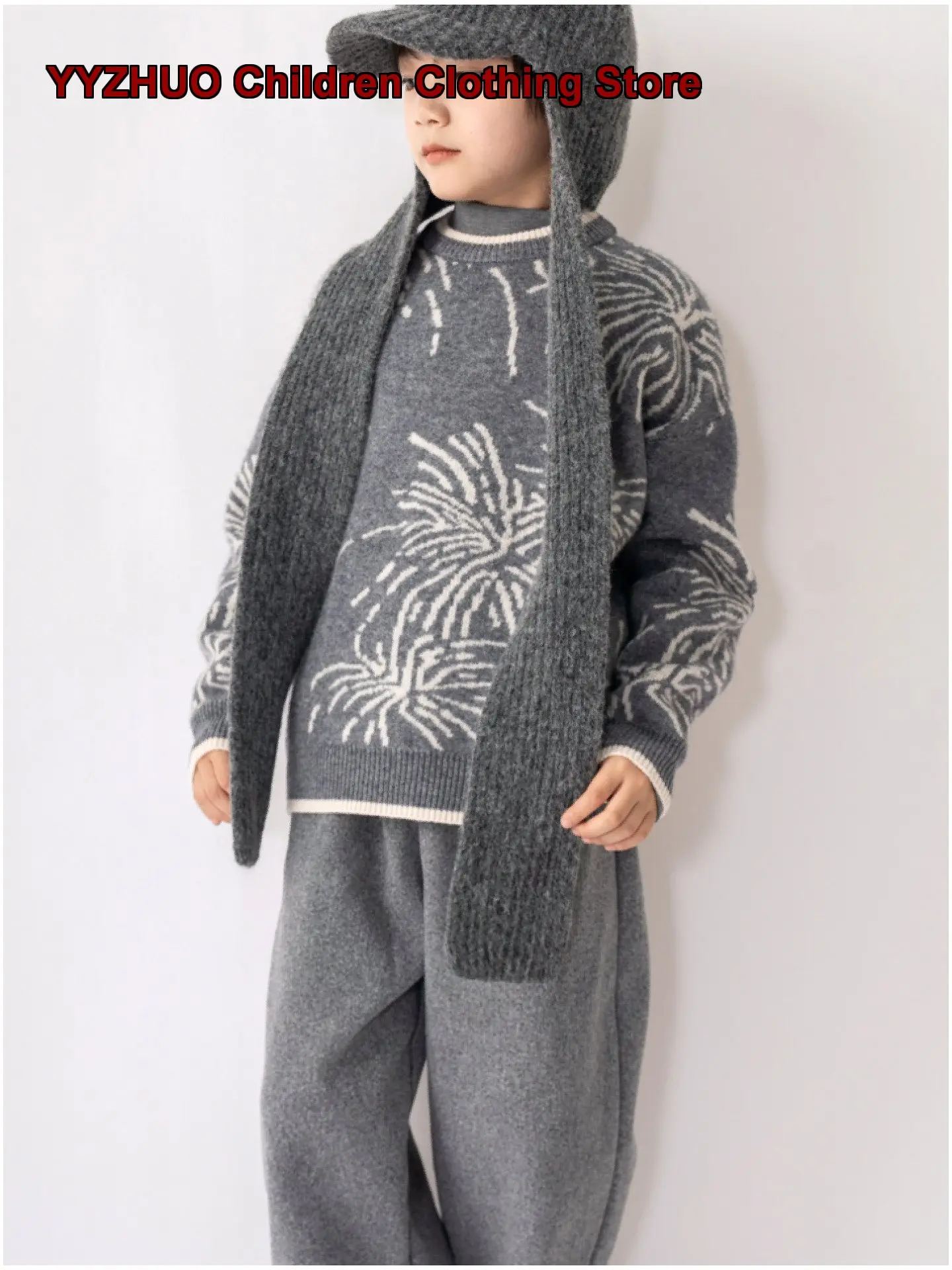 Aiskorui Boys Embroidered Stylish Cartoon Knit Top Kids