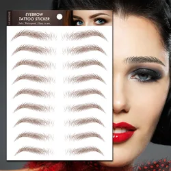 9/10 Double 6D Bionic Eyebrow Tattoo Sticker Hair Like Fake Eyebrow Waterproof Lasting Black Brown Eyebrow Sticker Cosmetics