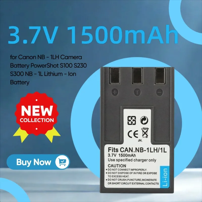 

3.7V 1500mAh Suitable for Canon NB - 1LH Camera Battery PowerShot S100 S230 S300 NB - 1L Lithium - Ion Battery