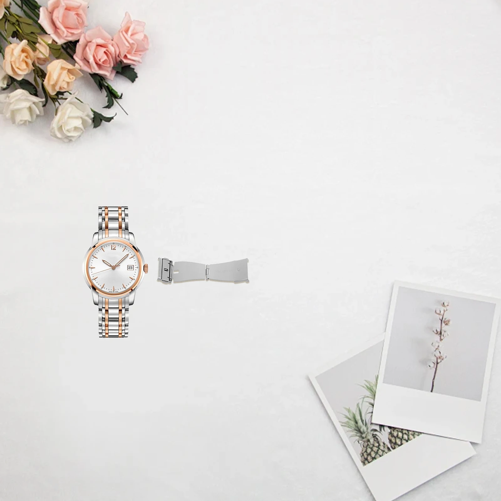 

Folding Strap Buckle Stainless Steel Butterfly Clasp Watchbands Men Women Metal Bracelet Universal Double Push Button Smart