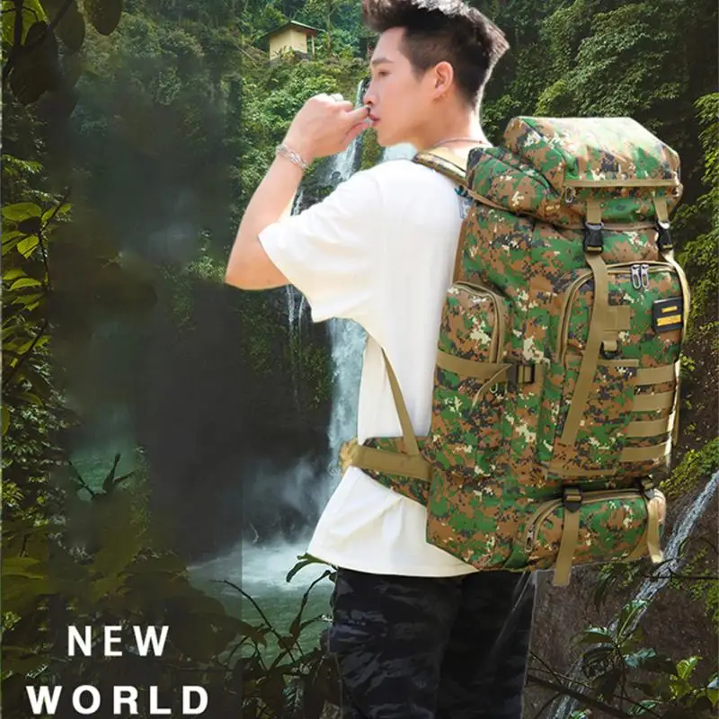 80L Tactical Bag Army Military Training Hunting Waterproof Backpack Outdoor Camping  Hiking Climbing Bag Mountaineering Rope