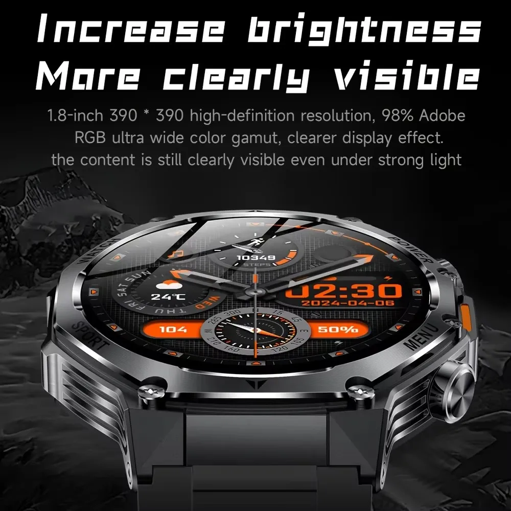 Jam Tangan Pintar Tahan Air 800 MAh Senter Luar Ruangan Baru 2025 untuk Pria Wanita Layar AMOLED HD 1.8 Inci Panggilan Nirkabel Olahraga Kebugaran