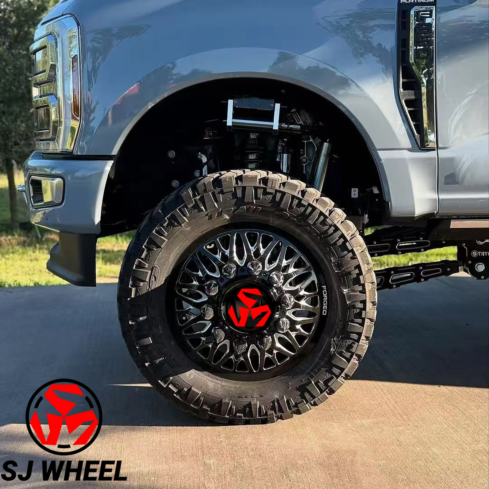 SJ High Load Luxury Forged Alloy Bright Polish Dually Wheels 8x165.1 8x180 8x200 10x225 22 24 26 28 30 Inch Rim for  350 450