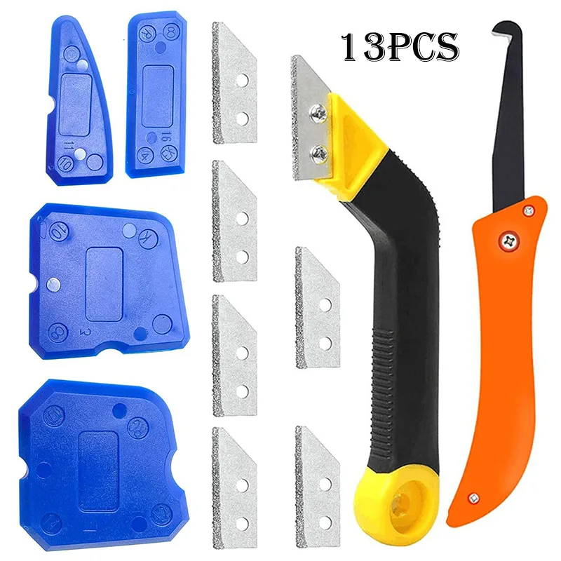 Voeg verwijderen, gewrichtsvulling, 13-delige set, schuine hoek voegschraper, voegzaagblad, reiniging van keramische tegels, siliconen