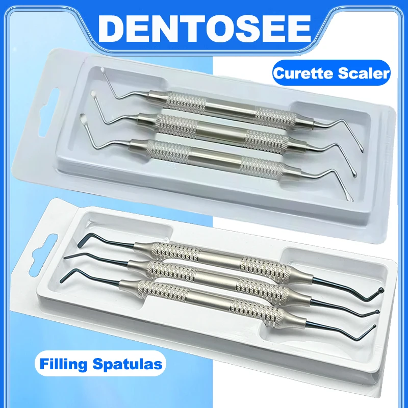 

3 шт./компл., зубная кюретка, скейлер, зубчатые кюреты, 3 шт., комплект, стоматологические шпатели из смолы, композитный наполнитель, стоматологические товары