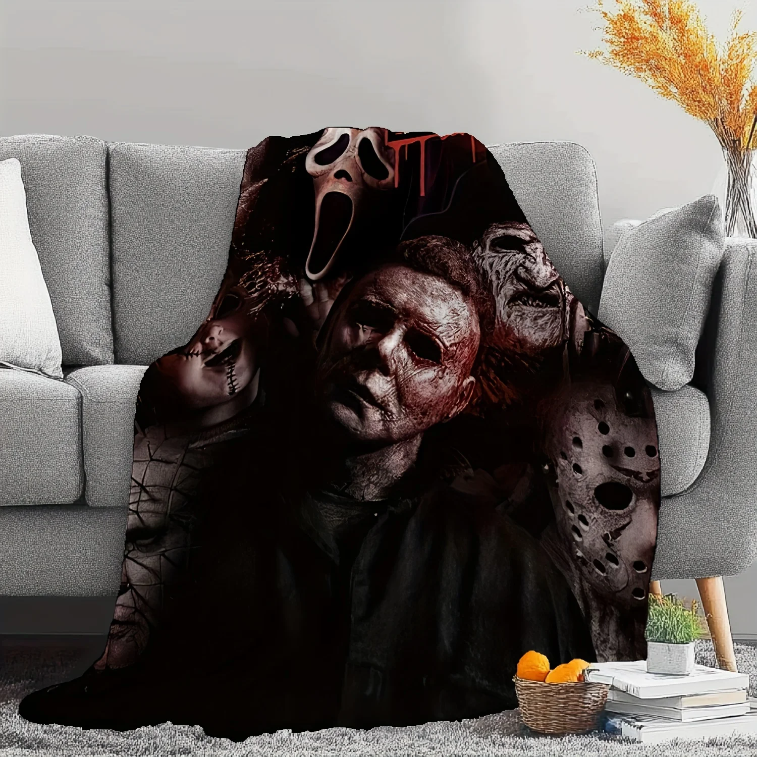 Halloween Blanket,Horror Movie Halloween Character Cover Blanket,Halloween Blanket - Suitable for sofa, bed, travel, camping, li