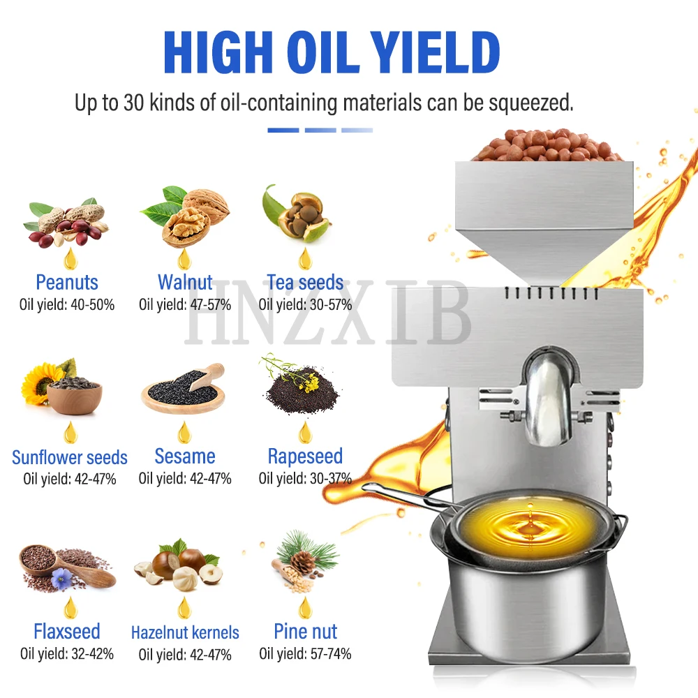 Prensa de aceite móvil, comercial, grande, inteligente, maní, soja, Material multitipo, máquina de prensado de aceite tipo tornillo aplicable