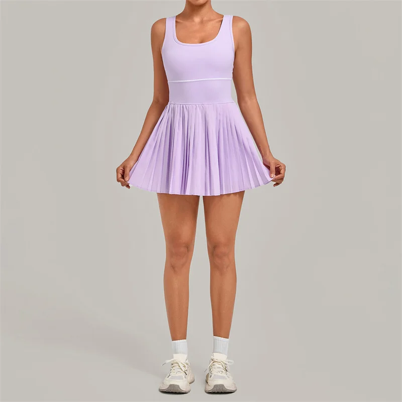 TRY TO BN Yoga Jumpsuit Short Athletic Tennis Dress One Piece Bodysuit Fitness Back Hollow Running Workout Set Gym Women Clothes