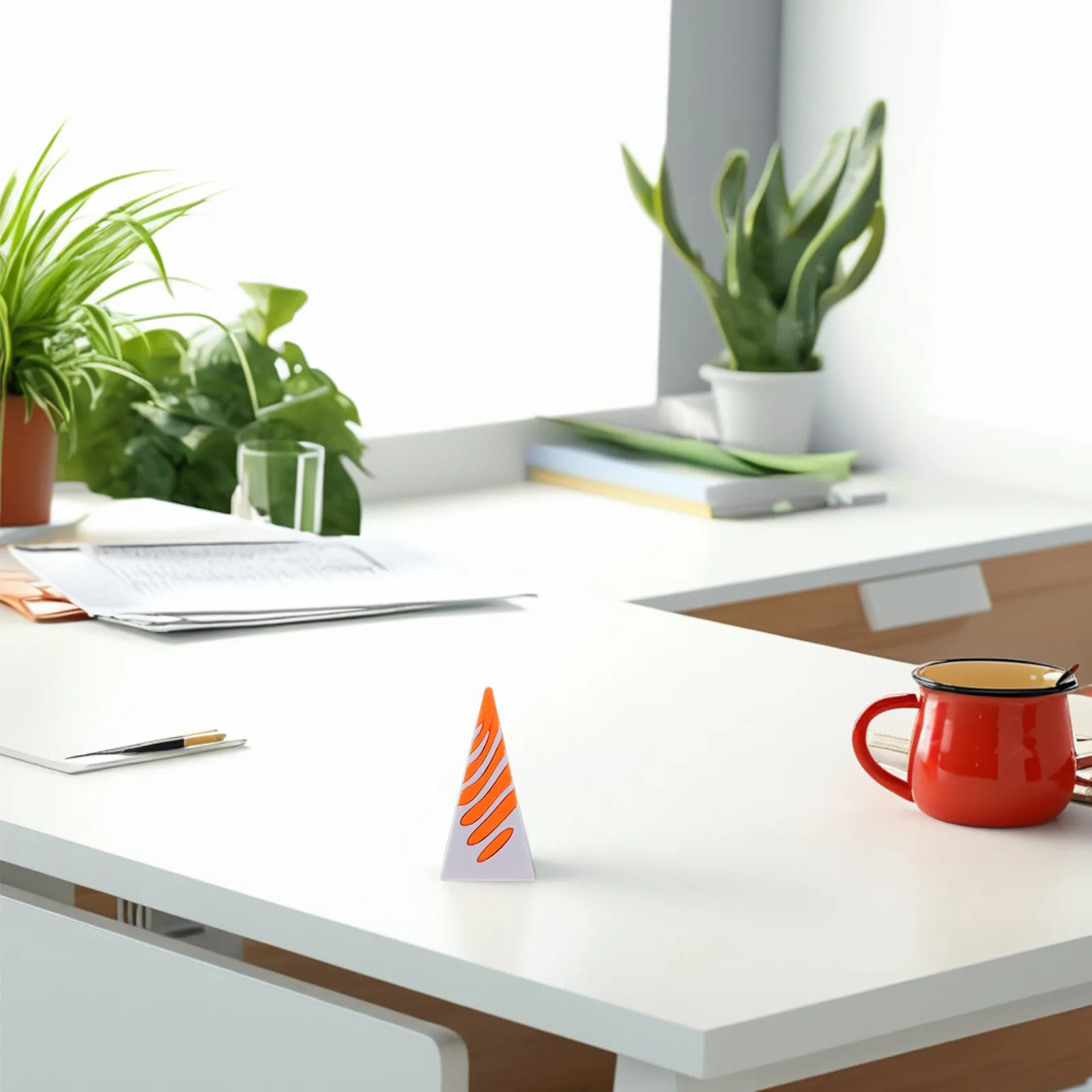 

Desktop Fidget Sculpture Spiral Cone Impossible Pyramid Pass Through 3D Printed Art Decor for Office Home Study Space