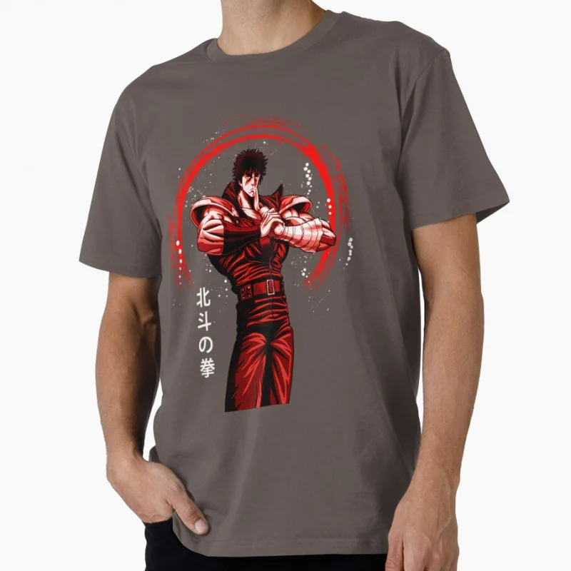 เสื้อยืดลายการ์ตูนเรโทร ฟิสต์ ออฟ เดอะ นอร์ธ สตาร์ รุ่นเรจจิ้ง จัสติซ เคนชิโร่  ไซส์ใหญ่ ผ้าฝ้าย 100% พิมพ์ลาย