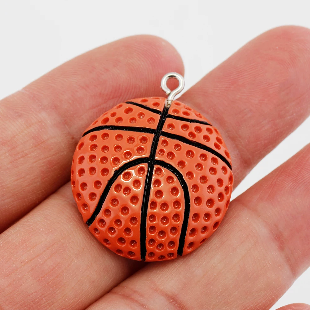 10pcs/lot Basketball Resin Flatback Sport Charms for DIY Necklace Earrings Keychain Jewelry Making Pendants Accessories Supplies