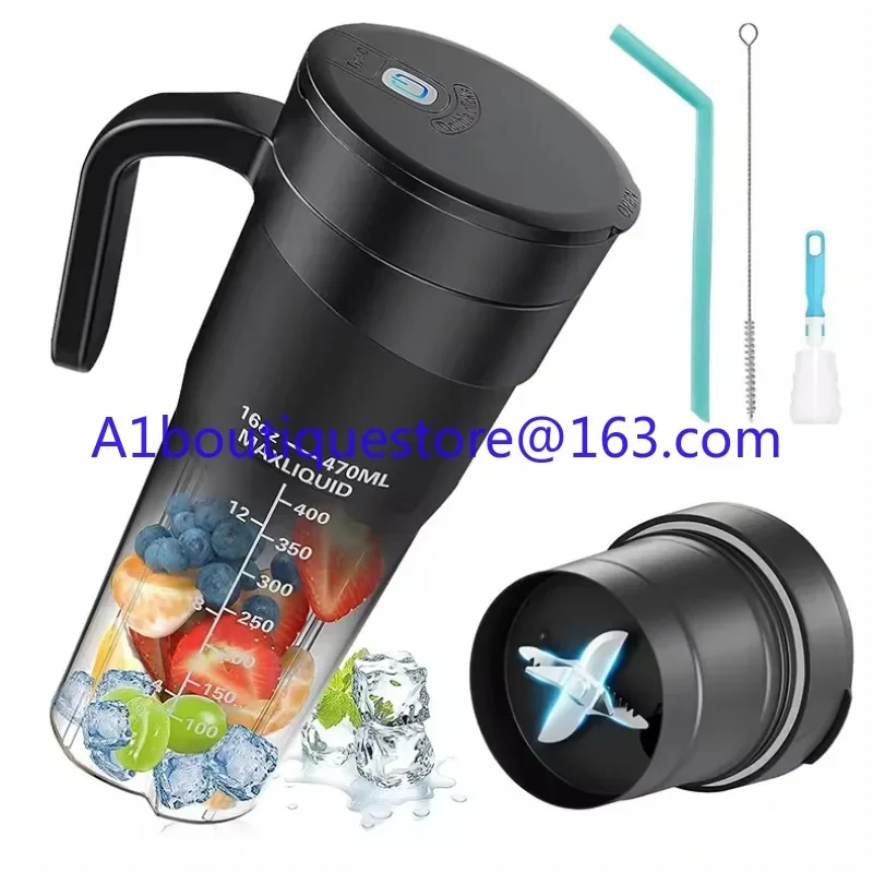 Portable Blender Cup Bottle USB Charging 470ml 6 Pieces Fruit Blender Mini Manual