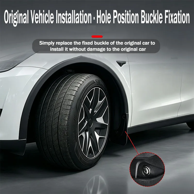 Hidden Mud Flaps for Tesla Model YL Juniper, No Drilling, Matte Black Wheel Splash Guards, Exterior Protective Accessories