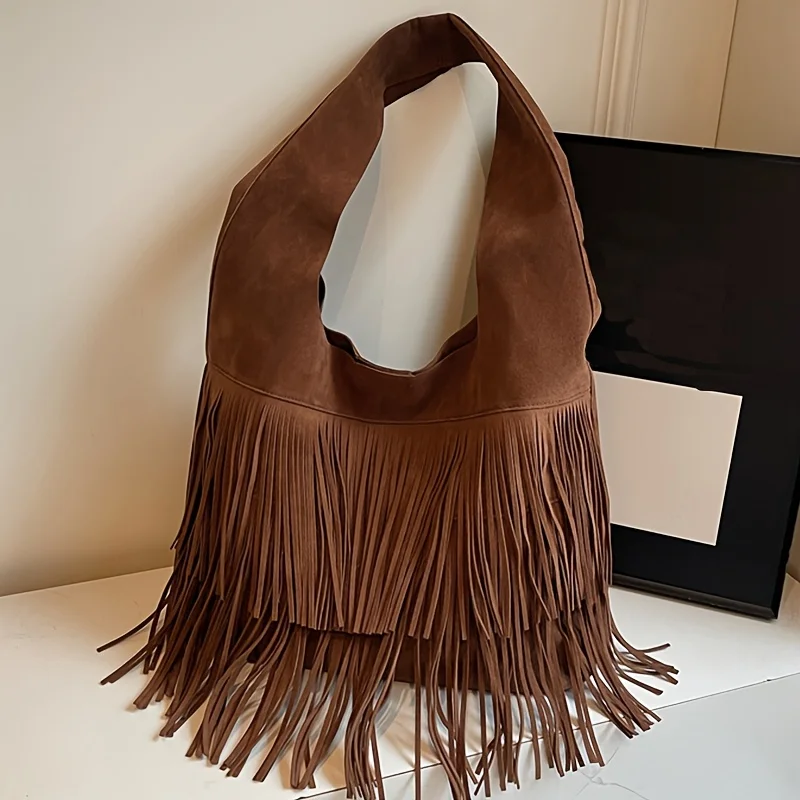 Bolso Tote Perfect Lily para Mujer con Borlas, Cierre y Detalles de Flecos, Bolso de Mano y de Hombro para el Trabajo, la Escuela, Viajes, Regalo de Navidad