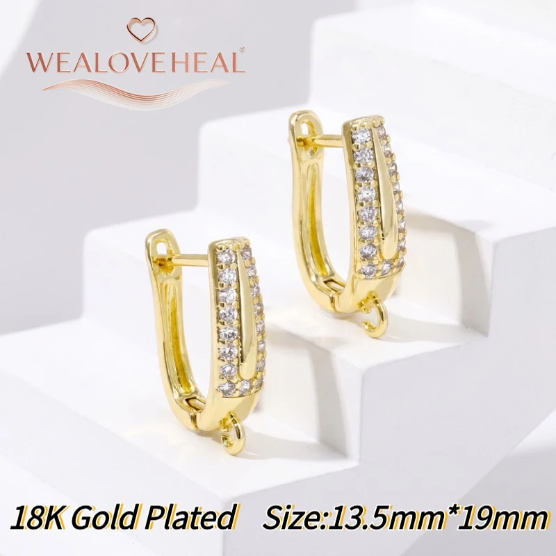 schmuckherstellung zubehör，18K vergoldeter Messing-Ohrringhaken, funkelnder Zirkonia-besetzter Huggie Hoop, handgefertigte DIY-Ohrringzubehörteile für Damen – Detail 25