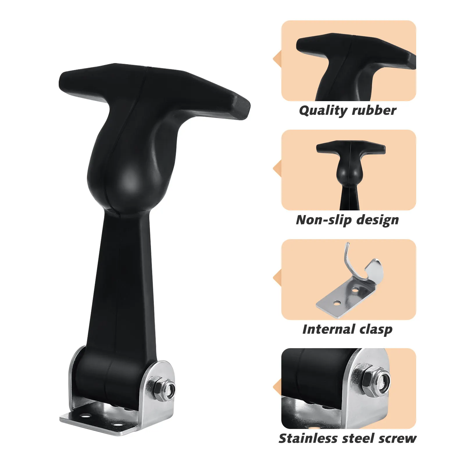 2Pcs Stainless Steel Draw Latch Flexible Rubber T Handle Latch for Automotive Tool Box Engine Hood Cooler Truck Door