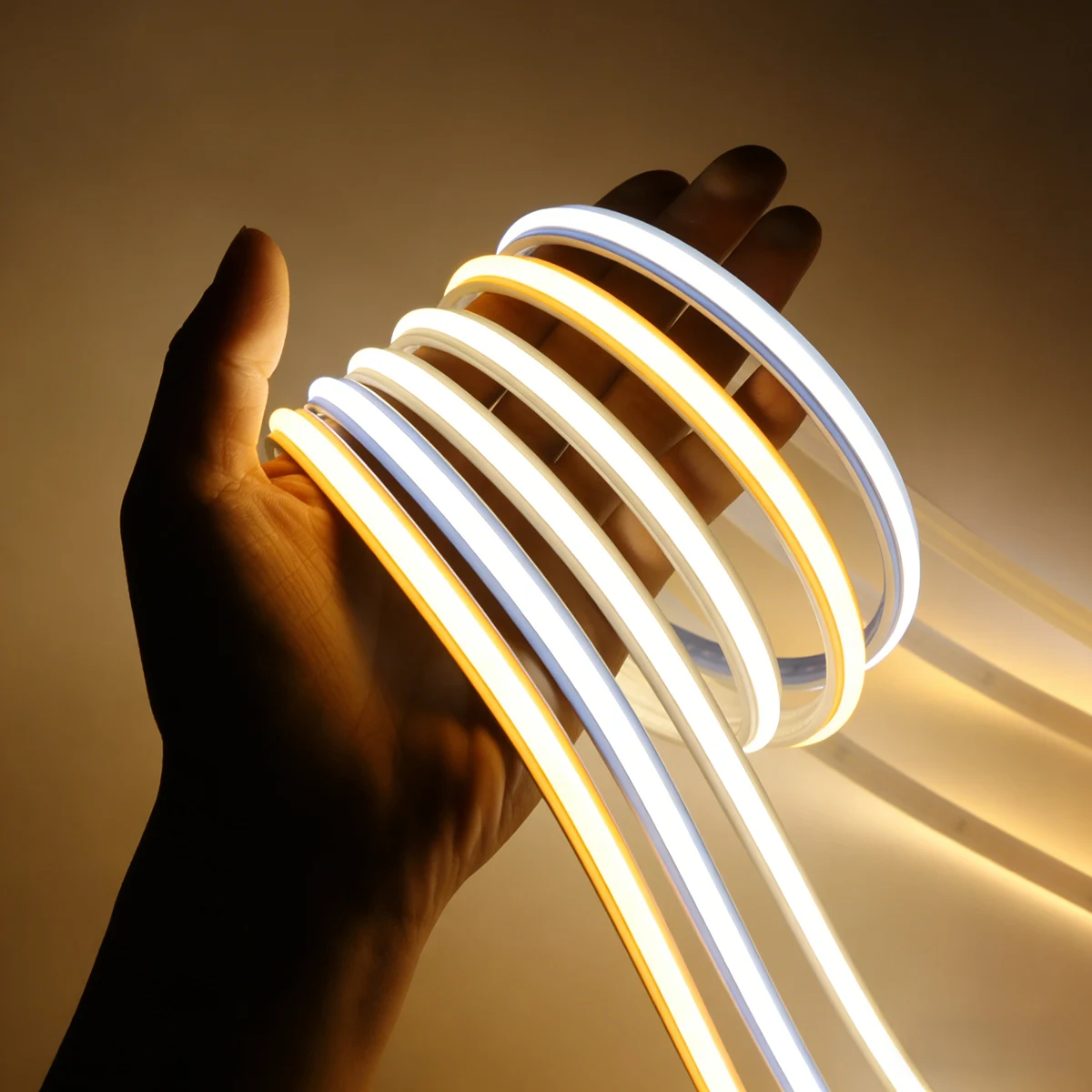 24V COB LED Strip Light Solid Neon Silicone Gel Tape Lights Self-adhesive Waterpoof 3000K 4000K 6000K Linear Dimmable 3M 5M 10M