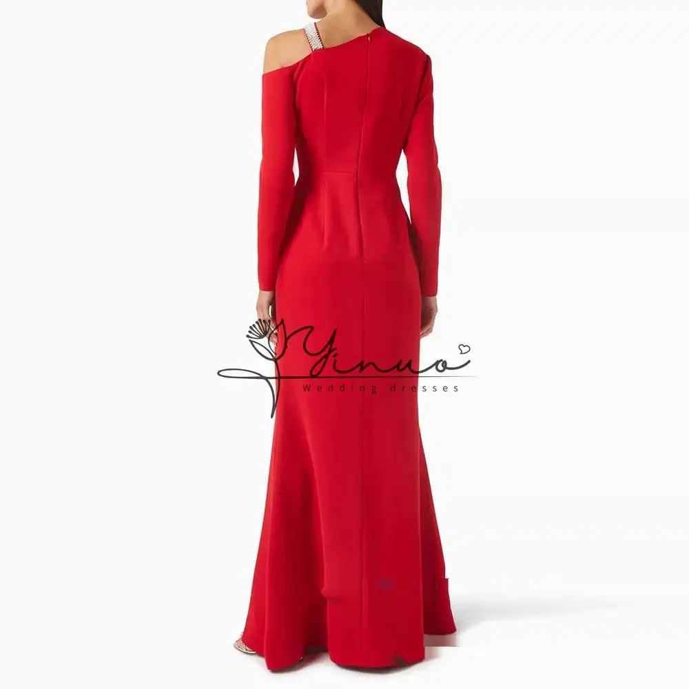 Gaun Prom Kustom 2025 Gaun Pesta Pernikahan Panjang فساتين سهرة dengan Lengan Panjang Formal Koktail yang Dihiasi Kristal
