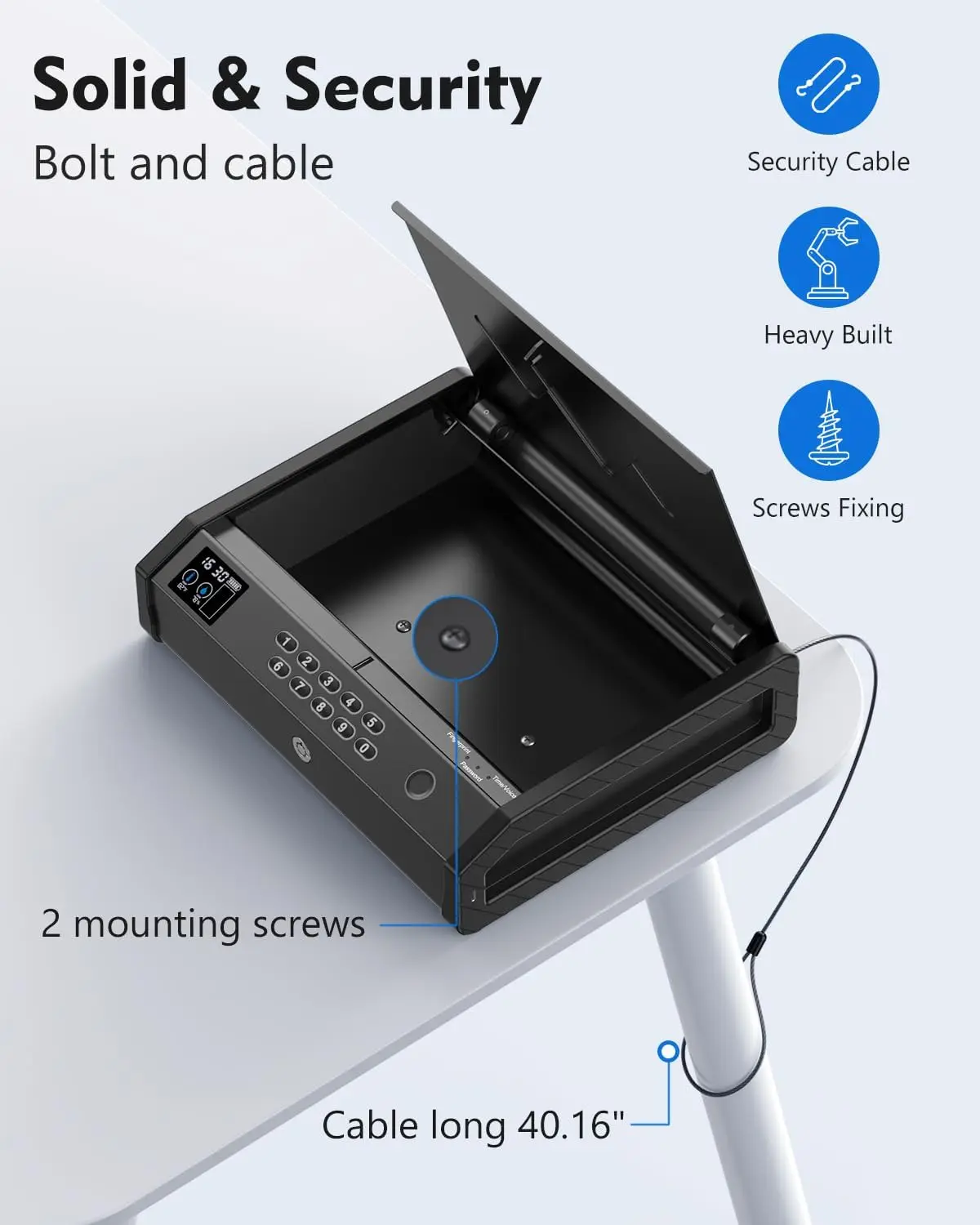 Gun Safe, Biometric Gun Safes for Pistols with LCD Display of Temperature Humidity, Fingerprint Quick Access Pistol Safe Solid H