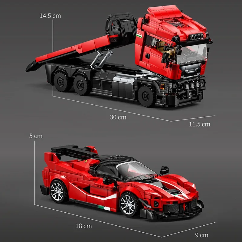재고 있음 MOC 테크니컬 트레일러 키트 빌딩 블록 모델 스포츠카 및 트럭 브릭 조립 어린이 장난감 크리스마스 선물 세트