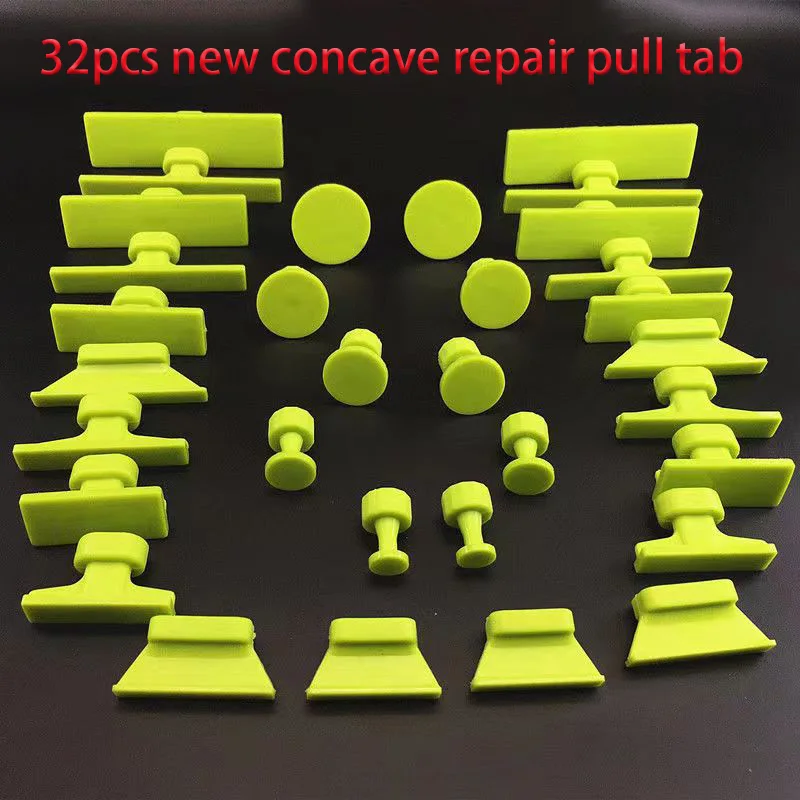 16/32PCS Unpainted Car body Dent Removal Pull Ring And T-shaped Sliding Hammer Metal Surface Car Dent Repair Tool