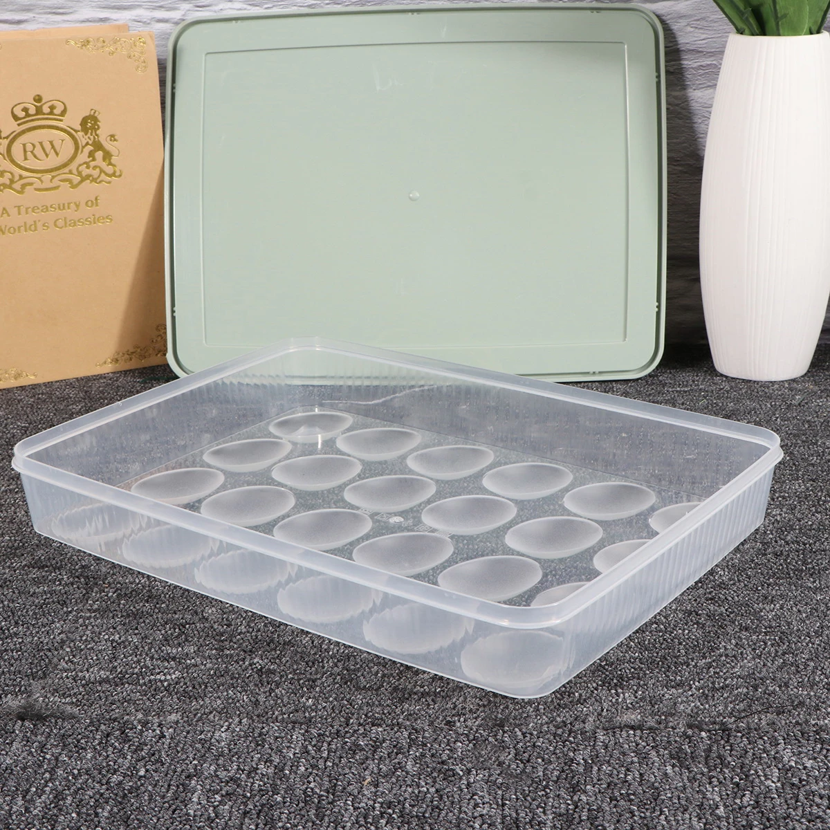 

1Pcs Egg Container 24 Compartments Plastic Egg Tray Large Capacity Transparent Storage Box Fresh Keeping for Home Kitchen