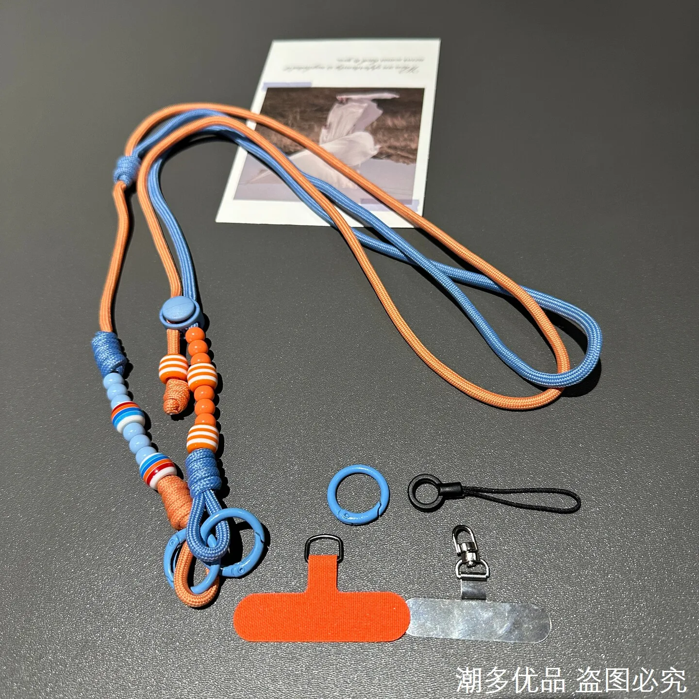 Handmade Contrast Color Weave Mobile Phone Pendant Cross-Body Lanyard Multi-Purpose Adjustable Hanging Badge Children Available