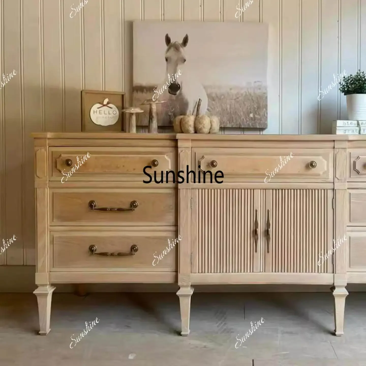 

YAmerican retro solid wood chest, bedroom storage, bedside living room drawer storage