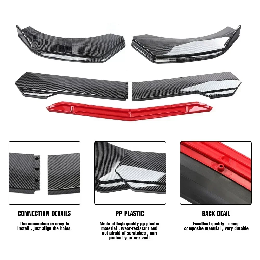 4-teiliges Universelles Auto-Frontstoßstangen-Lippen-Kit Splitter Spoiler Diffusor Schutz Auto-Zubehör Amagi – Detail 6