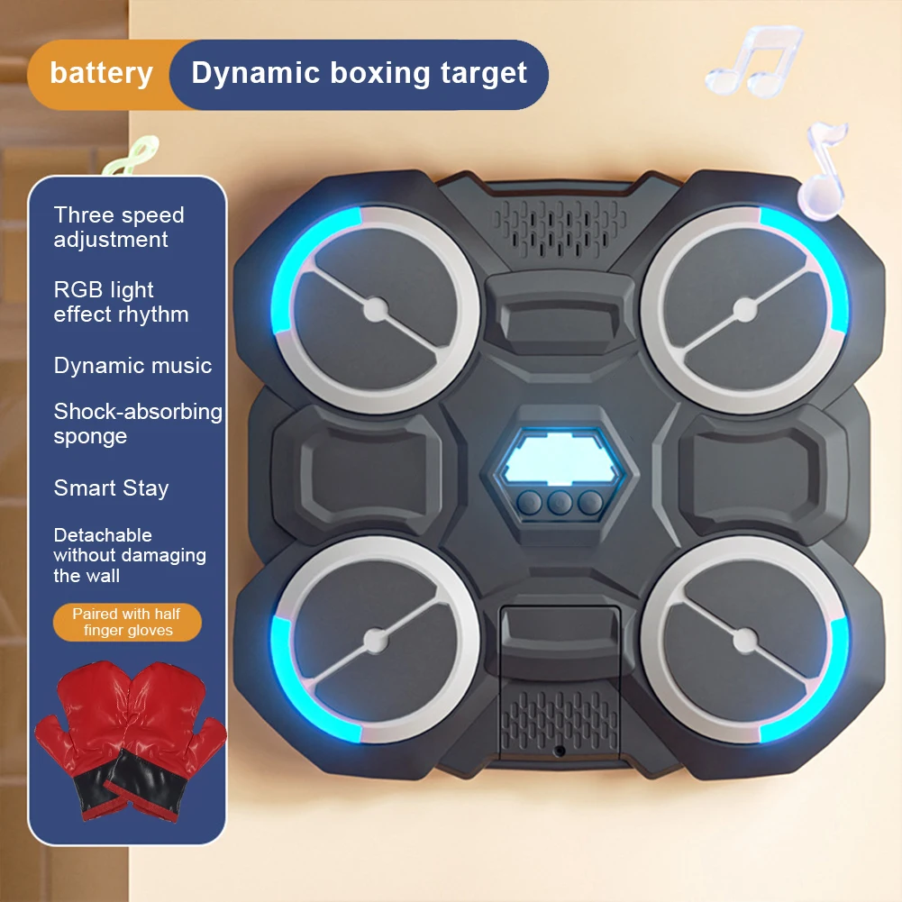 Music Boxing Machine Boxing Wall Target with Gloves Indoor Boxing Trainer Boxing Training Punching Equipment for Home Exercise